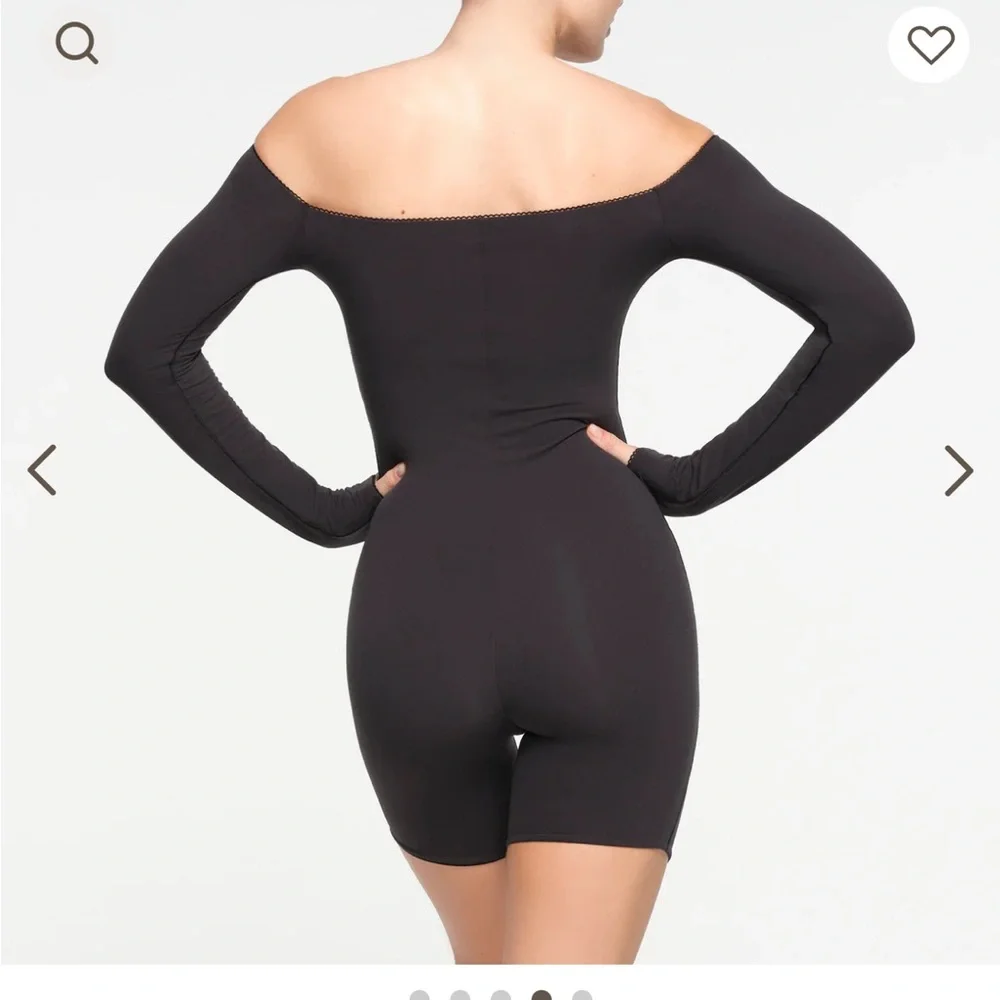 SKIMS Off-Shoulder Black Bodysuit - Picture 3 of 9
